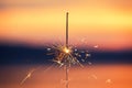 Bengal light on the sunset background, New Year with sparklers s Royalty Free Stock Photo