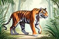 Bengal Tiger animal walking caricature