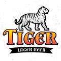 Bengal Tiger Beer logo vector. Lager Label design template. Predator insignia, Sport team logotype on light background.