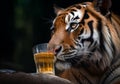 tiger with a glass of beer generative AI