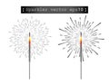 Bengali colorful or Indian colored fire fireworks. Party sparkler icon. Candles for new year holiday, Christmas birthday.