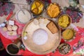 Traditional Bengali cuisine and food meal thali of West Bengal, India. Royalty Free Stock Photo