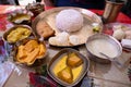 Traditional Bengali cuisine and food meal thali of West Bengal, India. Royalty Free Stock Photo