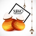 Bengali New Year Subho Nabo BarshoHappy Pohela Boishakh a mud pot fill with rasgulla. Royalty Free Stock Photo