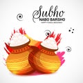 Bengali New Year Subho Nabo BarshoHappy Pohela Boishakh a mud pot fill with rasgulla. Royalty Free Stock Photo