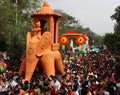 Bengali people gathering in the streets to celebrate Pohela Boishakh (Bengali New Year)