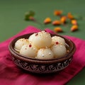 Bengali sweetness Rasgulla, a famous Indian sweet in clay