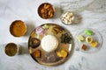 A BENGALI THALI SERVED IN A OCCATION Royalty Free Stock Photo