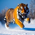 Bengali Tiger: The Majestic Hunter in Winter Wonderland Royalty Free Stock Photo