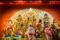 Bengali women worshipping Goddess Durga at Puja pandal, Kolkata, West Bengal, India. Royalty Free Stock Photo