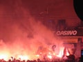 Bengalic torches burning to celbrate FC Basel wimming the championship Royalty Free Stock Photo