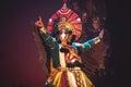 Bengaluru, INDIA Ã¢â¬â March 29,2018:A yakshagana dancer dances gracefully in Sevasadan hall in Bengaluru,India Royalty Free Stock Photo