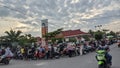 Bengkalis, Indonesia, 03 juli 2023: Pertamina Gas station queue. Royalty Free Stock Photo