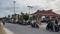 Bengkalis, Indonesia, 03 juli 2023: Pertamina Gas station queue. Royalty Free Stock Photo