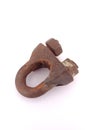 Bengkalis, Indonesia, 13 Agust 2022: Rusty Wire Rope clamp U Bolt Isolated