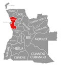 Bengo red highlighted in map of Angola