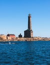 BengtskÃ¤r Lighthouse, summer view of Bengtskar island in Archipelago Sea, Finland, KimitoÃ¶n, Gulf of Finland sunny day Royalty Free Stock Photo