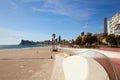 Benidorm, Alicante, Spain - November 27, 2019: people walk along the fantastic modern promenade of Poniente with views of