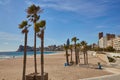 Benidorm, Alicante, Spain - November 27, 2019: people walk along the fantastic modern promenade of Poniente with views of
