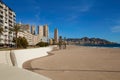 Benidorm, Alicante, Spain - November 27, 2019: people walk along the fantastic modern promenade of Poniente with views of