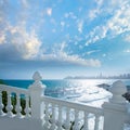 Benidorm balcon del Mediterraneo sea from white balustrade Royalty Free Stock Photo