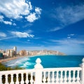 Benidorm balcon del Mediterraneo sea from white balustrade Royalty Free Stock Photo