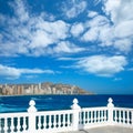 Benidorm balcon del Mediterraneo sea from white balustrade Royalty Free Stock Photo