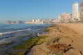 Benidorm beach Spain with waves and seafront