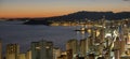 Benidorm city landscape at night from above, Alicante province, Spain. Benidorm popular Spanish resort in Costa Blanca Royalty Free Stock Photo