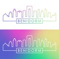 Benidorm city skyline. Colorful linear style. Royalty Free Stock Photo