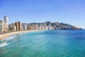 Benidorm famous cityscape and sandy beach in Spain Royalty Free Stock Photo