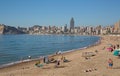 Benidorm Spain beach just before covid virus lockdown