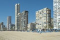 Benidorm, Spain - March 4, 2023: Low season in Benidorm. View to Playa de Levante beach near Mediterranean sea in famous