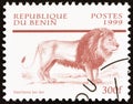 BENIN - CIRCA 1999: A stamp printed in Benin from the `Mammals` issue shows Lion Panthera leo, circa 1999.