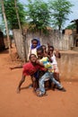 Benin, February 2020 - Happy children in an african village Royalty Free Stock Photo