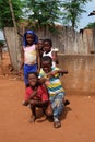 Benin, February 2020 - Happy children in an african village Royalty Free Stock Photo