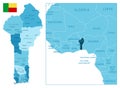 Benin - highly detailed blue map.