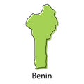 Benin map - simple hand drawn stylized concept with sketch black line outline contour. country border silhouette drawing