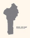 Benin Map Vector Hexagonal Half Tone Pattern Isolated On Light Background