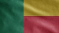 Beninese flag waving in the wind. Close up of Benin banner blowing, soft silk