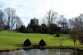 Benington Lordship Gardens pond and lawn