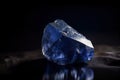 Benitoite is a rare precious natural stone on a black background. AI generated. Header banner mockup with space Royalty Free Stock Photo