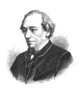 The Benjamin Disraeli`s portrait in the old book The Essays in Newest History, by I.I. Grigorovich, 1883, St. Petersburg