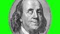 Benjamin Franklin blinking and smiling at you isolated on white