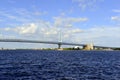 Benjamin Franklin Bridge, officially called the Ben Franklin Bridge, spanning the Delaware River joining Philadelphia Royalty Free Stock Photo