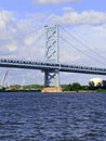 Benjamin Franklin Bridge, officially called the Ben Franklin Bridge, spanning the Delaware River joining Philadelphia Royalty Free Stock Photo