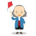 Benjamin Franklin cartoon character. Vector Illustration. Royalty Free Stock Photo