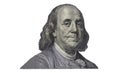 Benjamin Franklin cut on new 100 dollars banknote Royalty Free Stock Photo