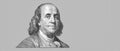 Benjamin Franklin cut on new 100 dollars banknote isolated on white background Royalty Free Stock Photo