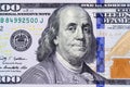 Benjamin Franklin on the 100 dollar bill macro photo. United States of America currency detail Royalty Free Stock Photo